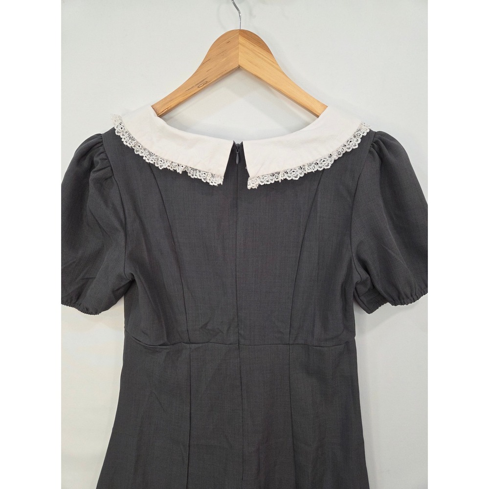 DAZY Wednesday Addams Peter Pan Collar Mini Dress Junior M Coquette Doll Gray - Picture 7 of 13